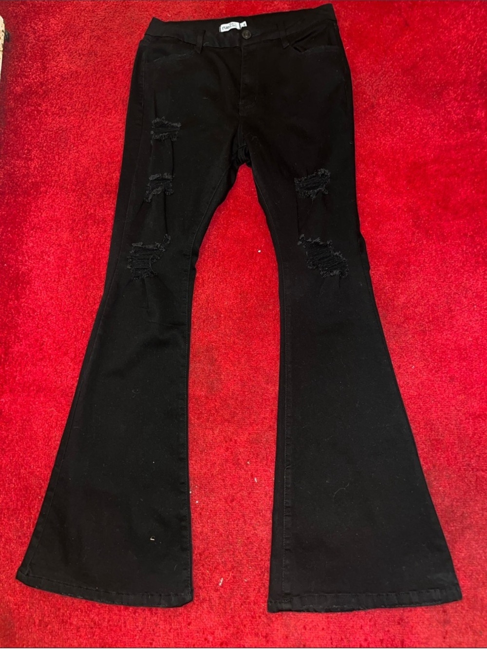 Rue21 Black Distressed Flare Jeans